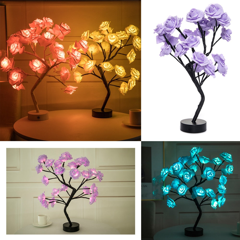 Home1992™ LED Rose Flower Tree Table Lamp