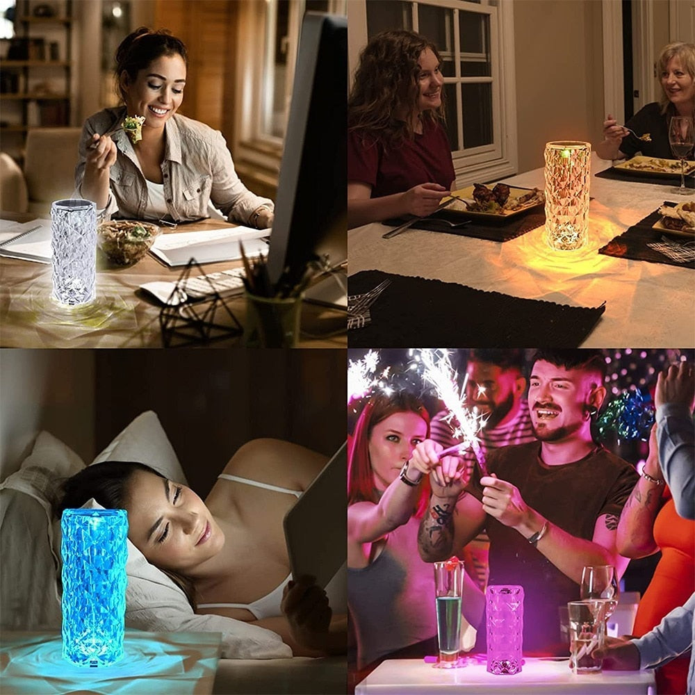 Home1992⢠LED Crystal Table Lamp Rose Light Projector