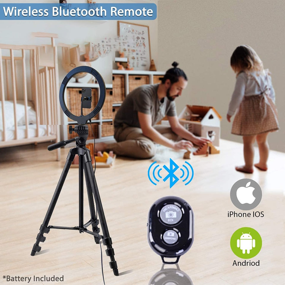 Home1992โข 26cm Led Selfie Ring Light  Bluetooth Tripod Holder