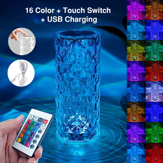 Home1992⢠LED Crystal Table Lamp Rose Light Projector