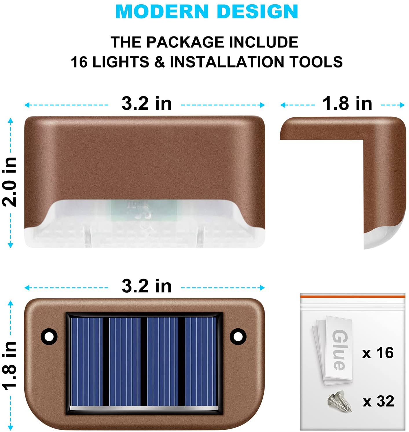 Home1992™ Waterproof Solar Deck  Step Lights