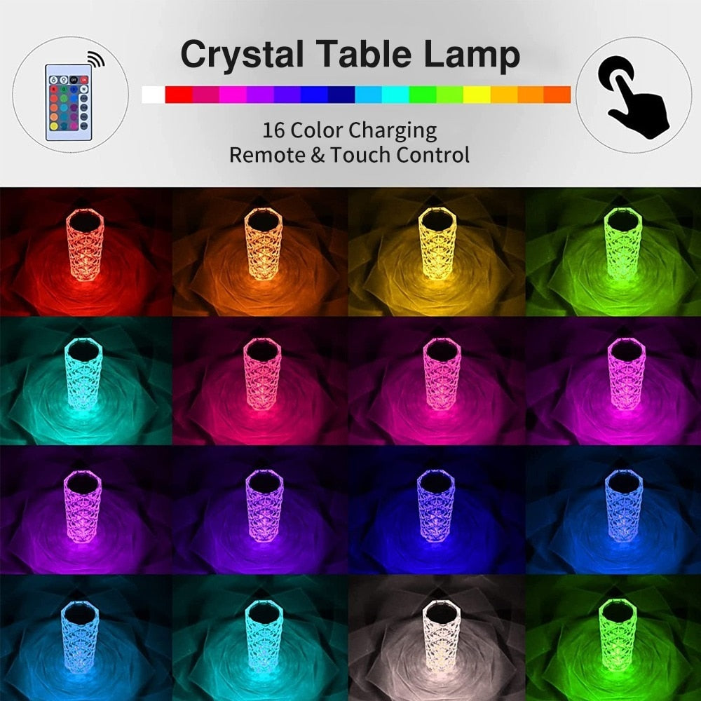 Home1992™ LED Crystal Table Lamp Rose Light Projector