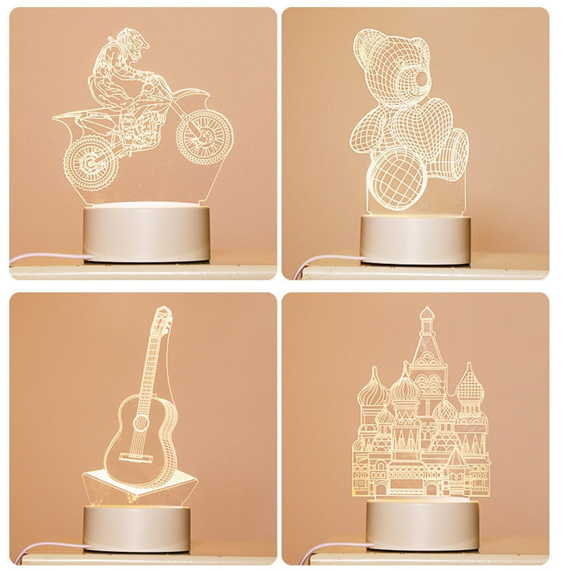 Home1992™ 3D Lamp 3 Color Changing LED Light