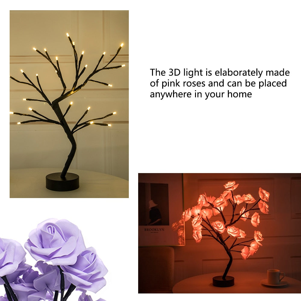 Home1992™ LED Rose Flower Tree Table Lamp