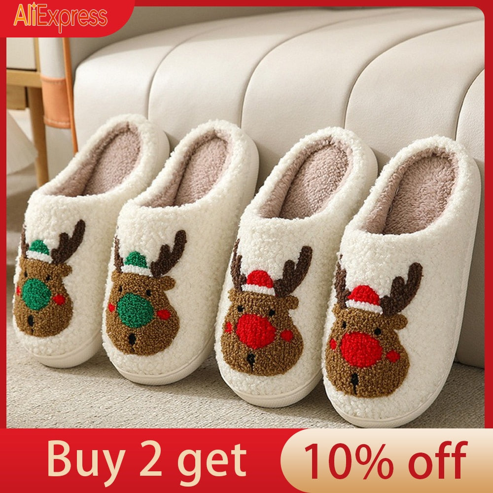 Home1992™ Christmas Couples Cotton Slippers
